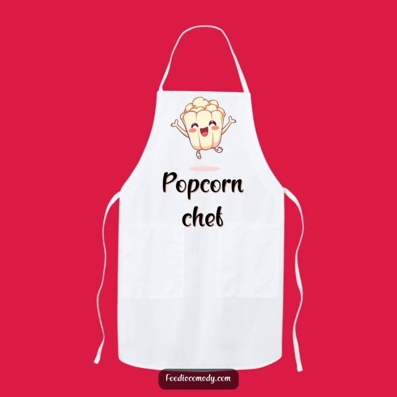 Funny Popcorn Leap Apron: Excited Kernel Fun - Humorous Kitchen Gift