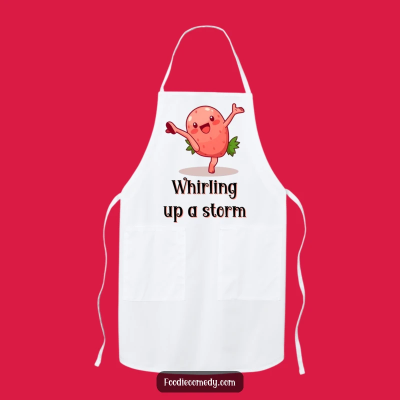 Funny Strawberry Cartwheel Apron: Kitchen Fun with a Humorous Fruit Character