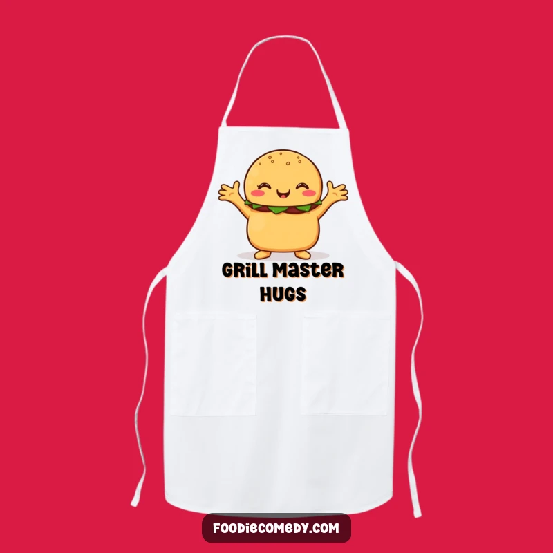 Funny Hugging Burger Apron - Cheerful Foodie Cartoon Kitchen Gift