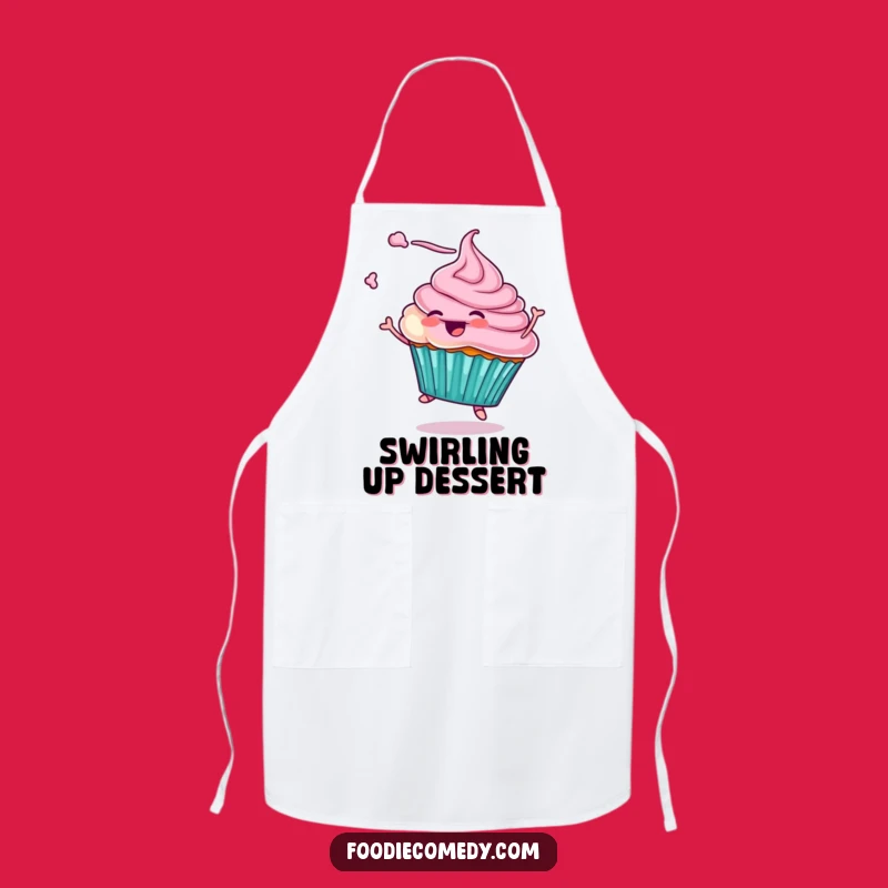 Funny Cupcake Twirling Apron: Kitchen Fun with a Sweet Character
