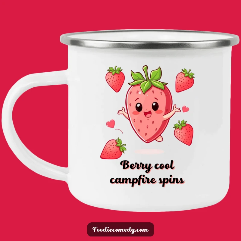Funny Strawberry Twirl Camping Mug: Sweet Sips Outdoors