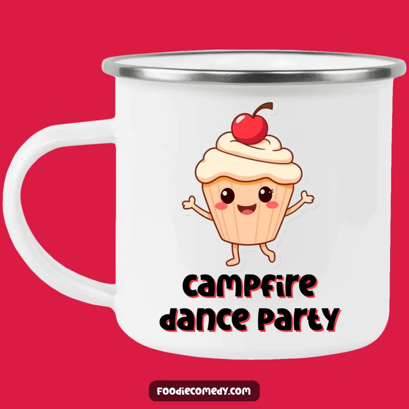 Funny Dancing Cupcake Camping Mug: Durable Cherry Character Camp Gift
