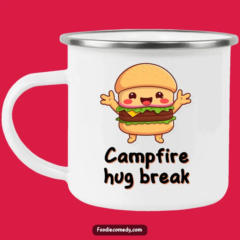 Funny Hugging Burger Camping Mug - Embrace Your Adventures with Flavor