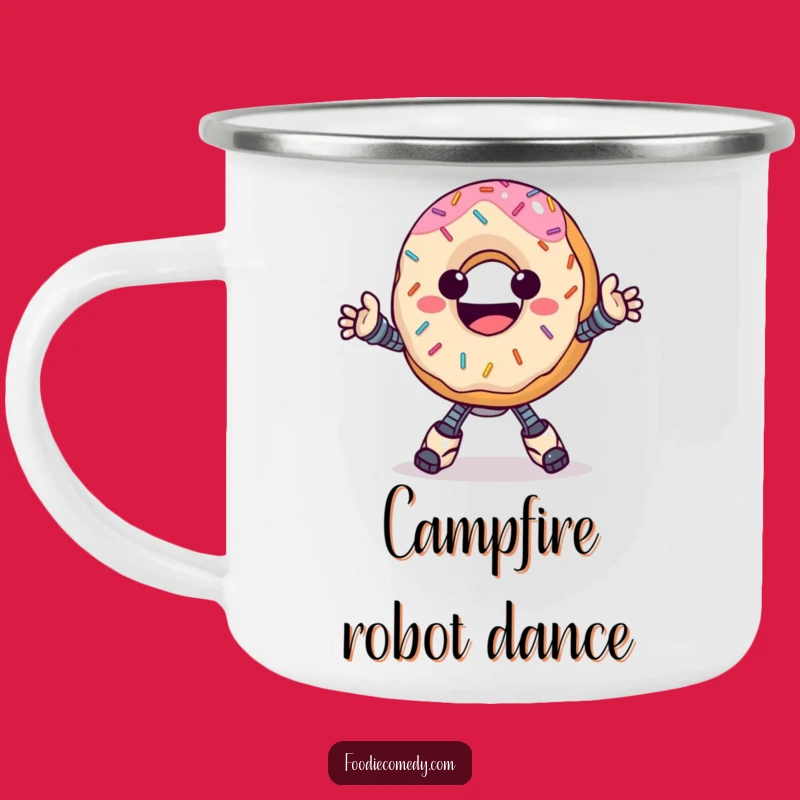 Funny Donut Robot Camping Mug: Hilarious Outdoor Sweet Companion