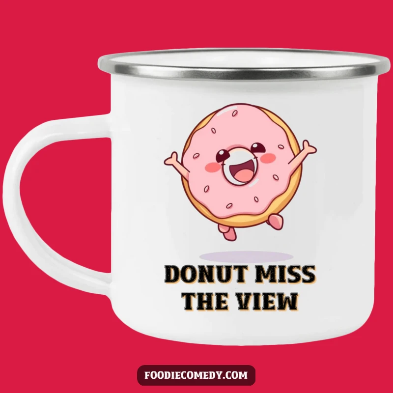 Funny Donut Jump Camping Mug: Sweet Adventures with Playful Vibes!