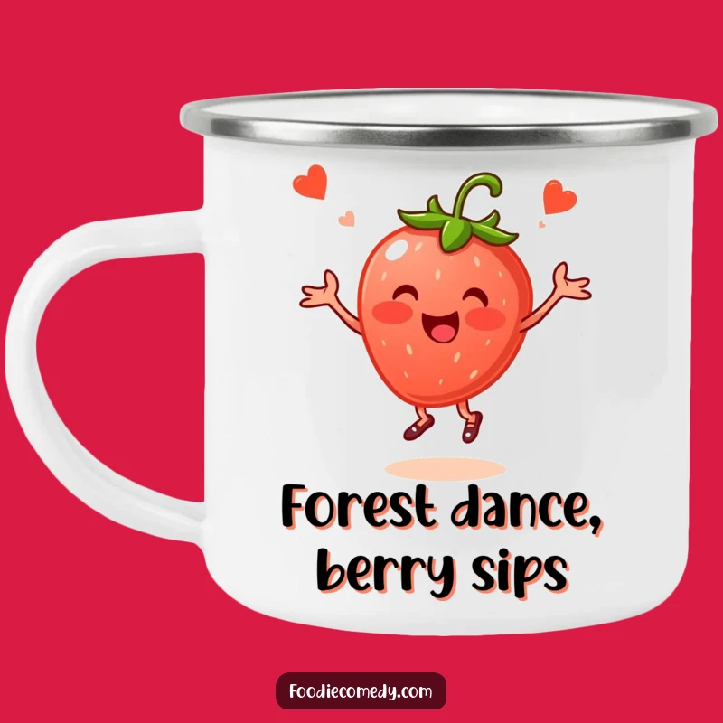 Funny Strawberry Folk Dance Camping Mug - Cheerful Outdoor Treat