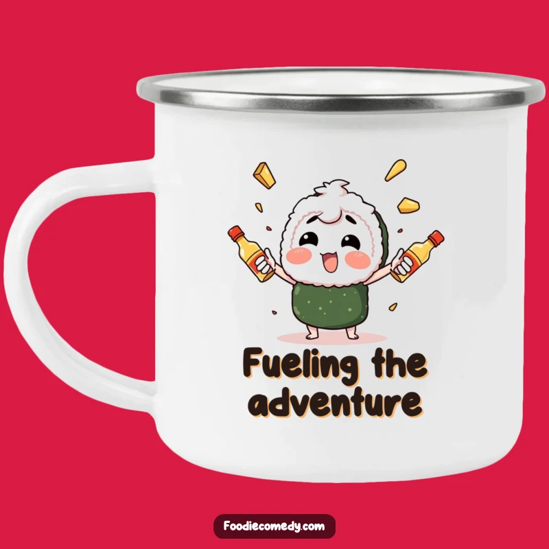Funny Sushi Juggling Camping Mug: Adventure with Spicy Mayo, Perfect Funny Gift