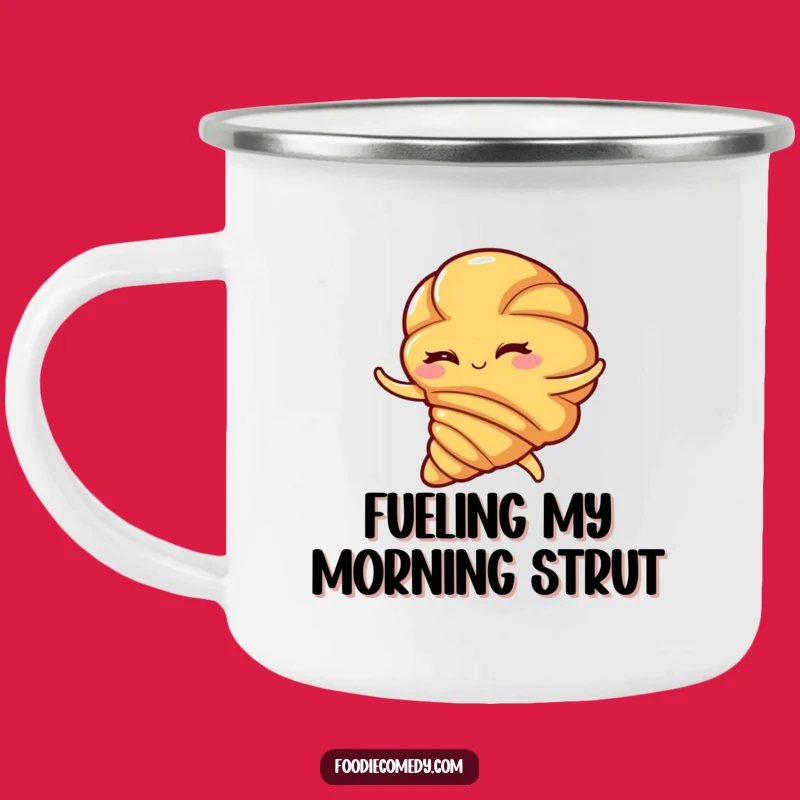 Funny Croissant Flamenco Swirl Camping Mug - Adventure with Pastry Panache