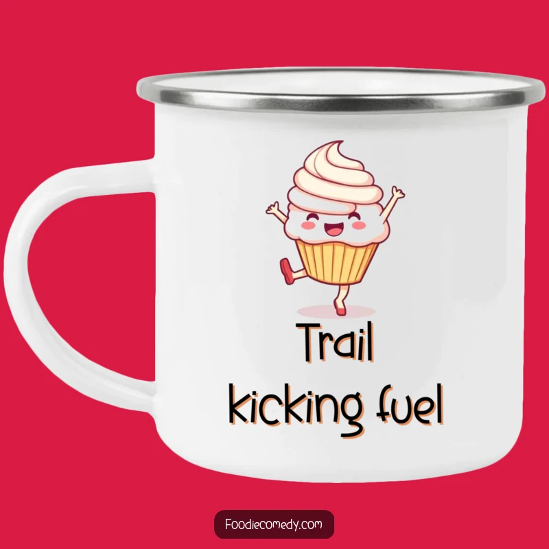Funny Cupcake Kick Camping Mug: Adventure Fuel with Exuberant Energy