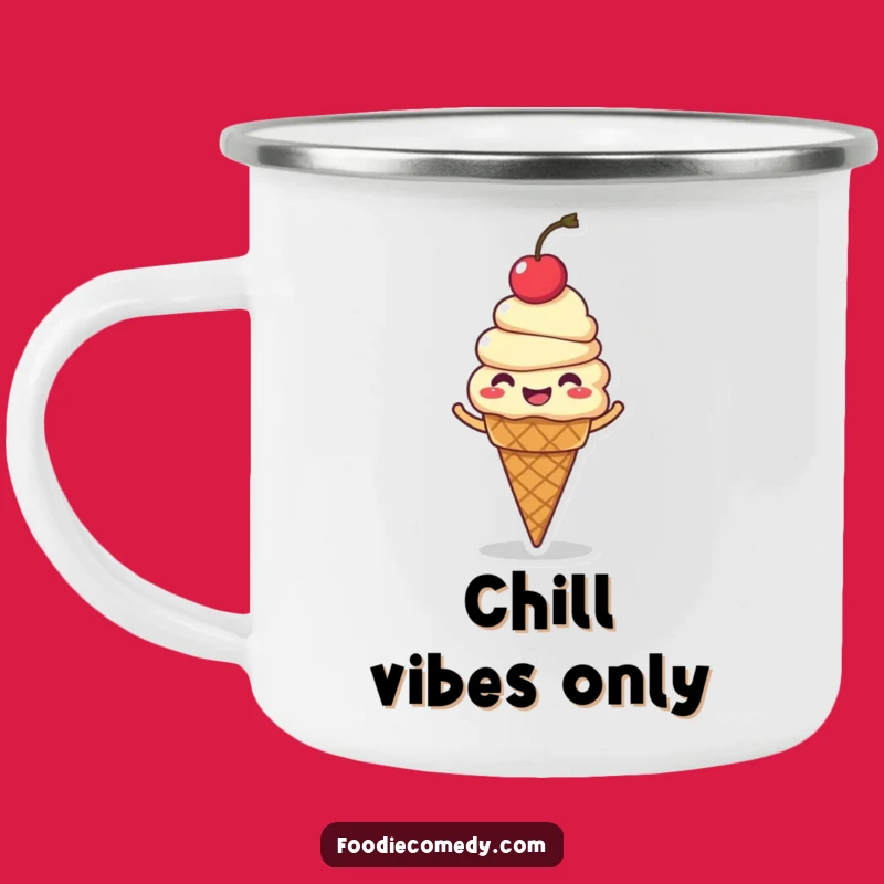 Funny Giggling Ice Cream Cone Camping Mug - Hilarious Cartoon Spin Outdoor Gift