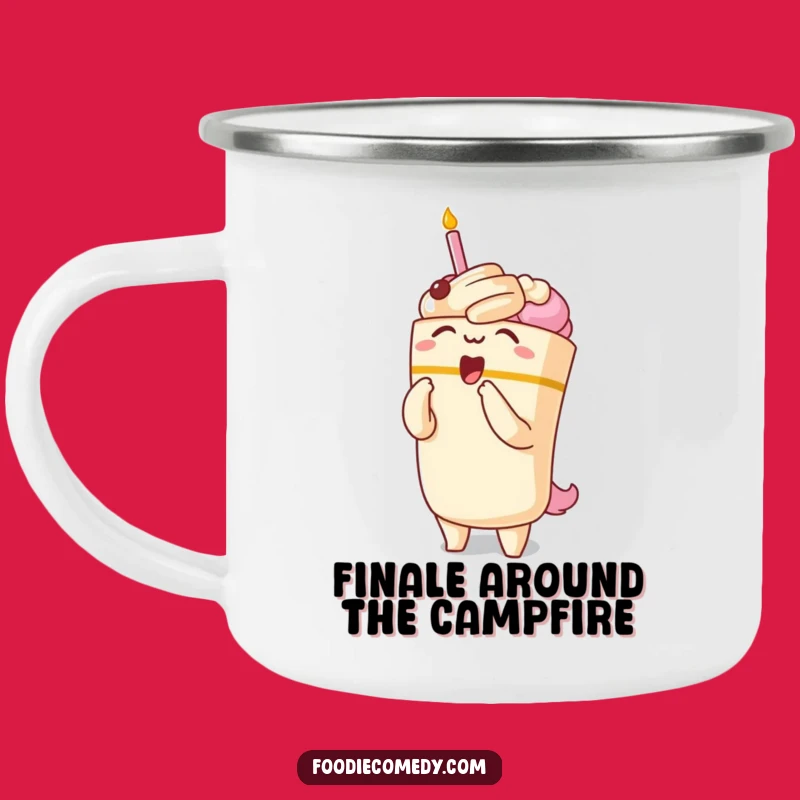 Funny Kawaii Cake Opera Camping Mug: Coffee with Dramatic Outdoor Flair