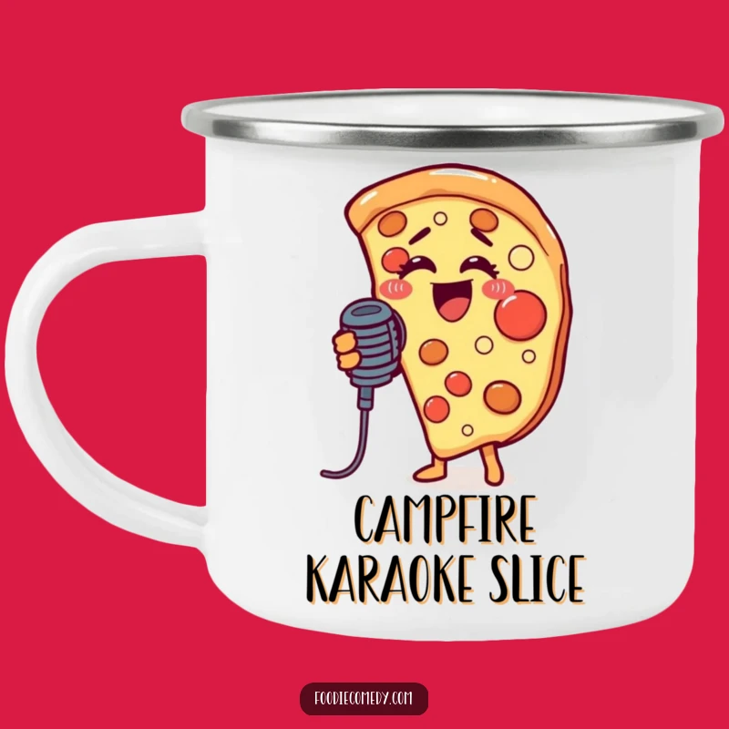 Funny Singing Pizza Slice Camping Mug: Fuel Your Adventures with Music!