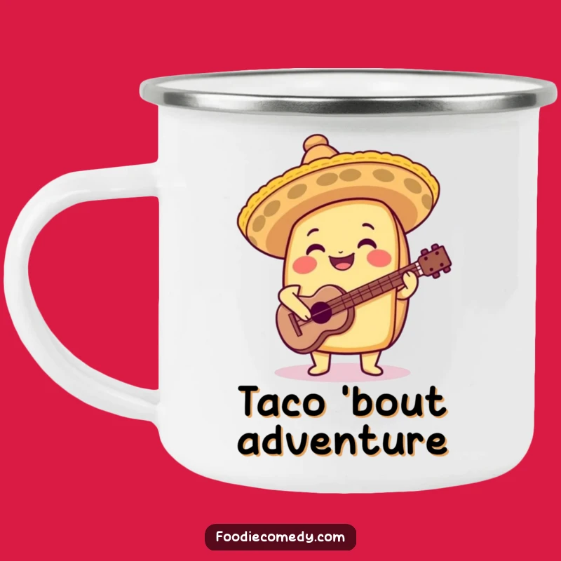 Funny Taco Sombrero Guitar Camping Mug: Fiesta Sips in the Great Outdoors!