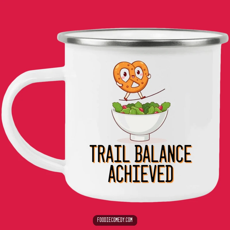 Funny Kawaii Pretzel Camp Tightrope Camping Mug: Outdoor Daredevil Humor