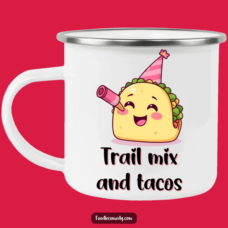 Funny Taco Camping Mug: Fiesta Party Taco Enamel Cup, Humorous Outdoor Gift