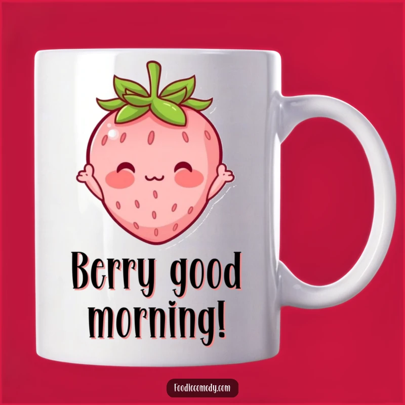 Funny Blushing Strawberry Mug: Adorable Shy Character Gift for Her