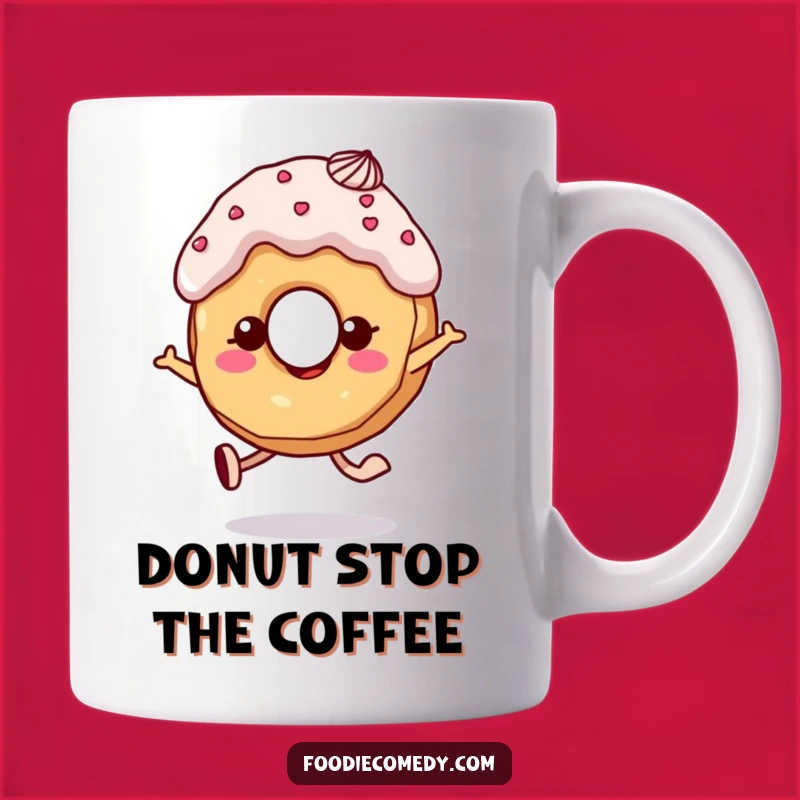 Funny Donut Skipping Mug: Start Your Day with Sweet Joyful Fun!