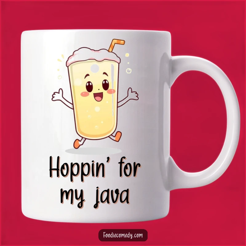 Funny Beverage Hop Mug: Bubbly Drink Doing a Joyful Hop, Perfect Gift
