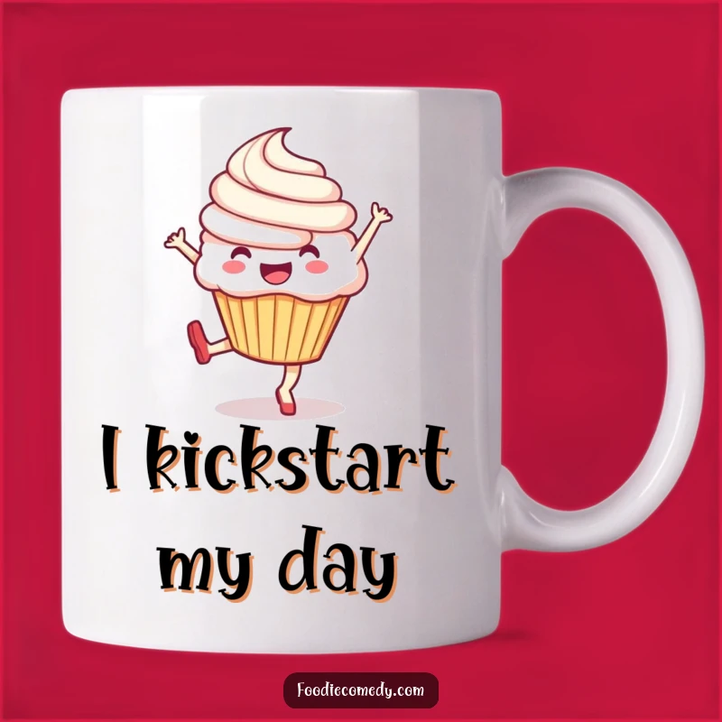Funny Cupcake Kick Mug: Exuberant Treat Doing a Lively Kick, Perfect Gift