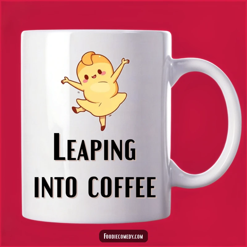 Funny Croissant Ballet Leap Mug: Elegant Character Design for a Humorous Gift