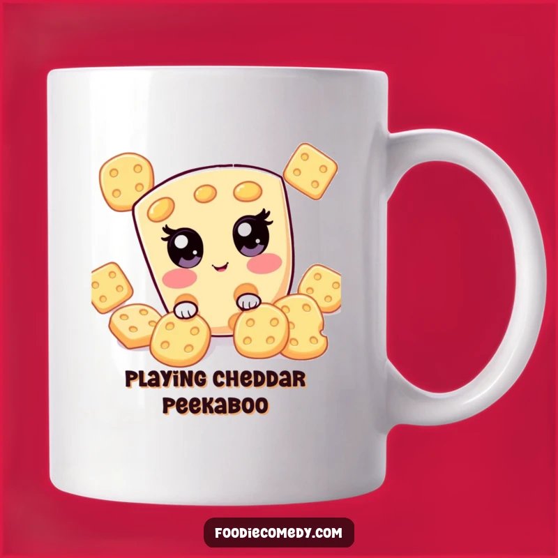 Funny Kawaii Cheese Hide-and-Seek Mug, a Gourmet Gift for Cheese Lovers