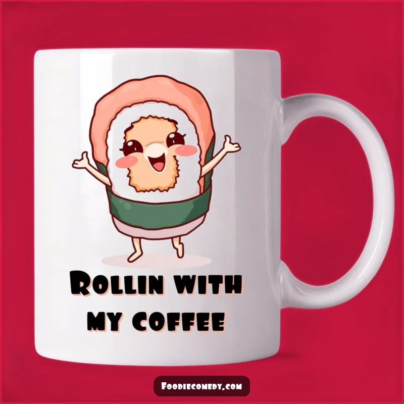 Funny Sushi Roll Groovy Dance Mug: Wiggling Character Design for a Fun Gift
