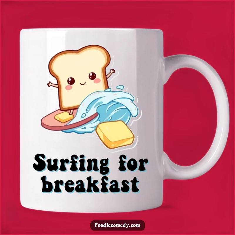 Funny Bread Mug: Surfing Slice Cup, Hilarious Breakfast Food Gift for Carb Lovers