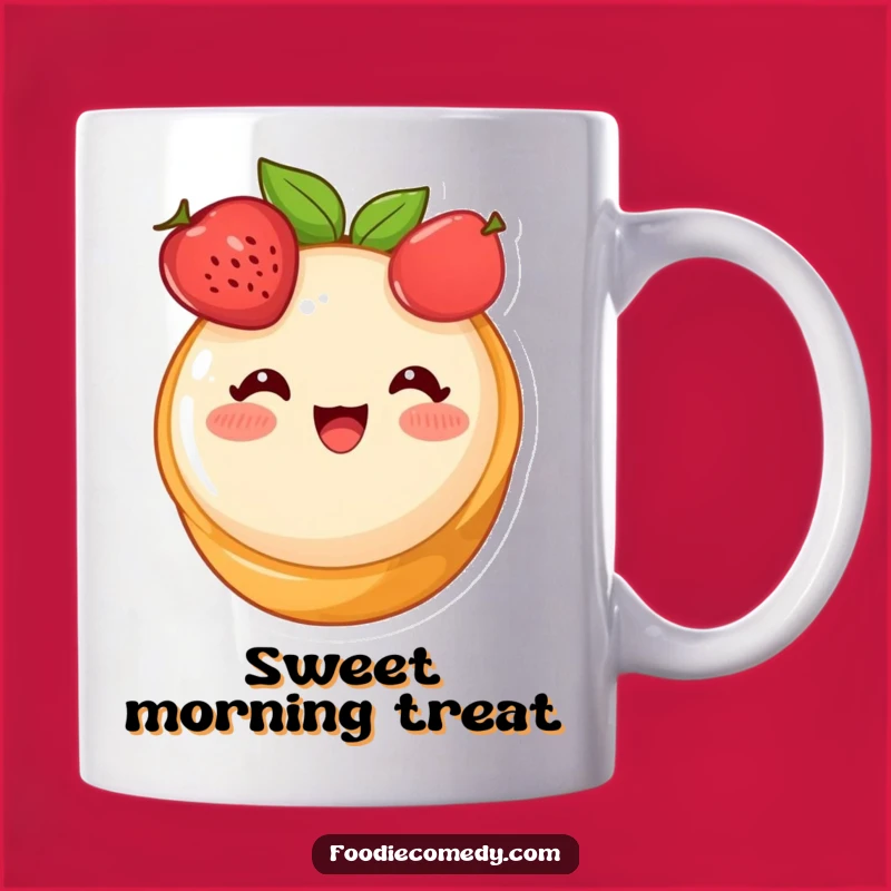 Funny Blushing Fruit Tart Mug - Cute Dessert Cartoon Gift for Sweet Lovers