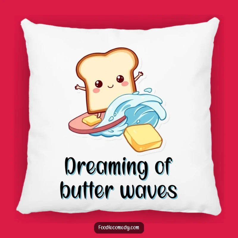 Funny Bread Pillow: Cozy Surfing Slice Comfort, Humorous Breakfast Decor Gift
