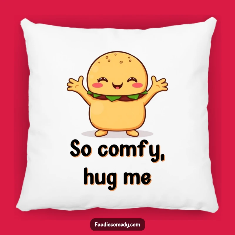 Funny Hugging Burger Pillow - Cozy Foodie Cartoon Comfort Gift