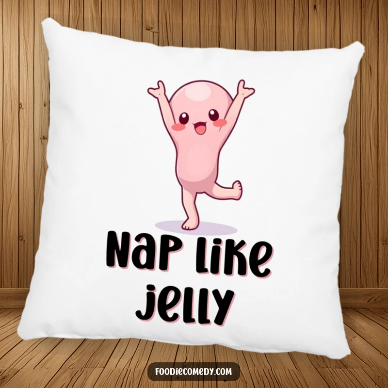Funny Pillow: A wobbly jelly character in a comical handstand pose offers soft comfort and a dose of hilarious instability.