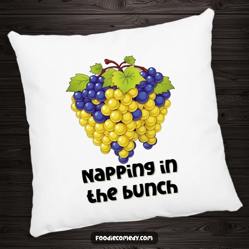 Funny decorative pillow showing a bunch of grapes in a synchronized sway, adding a touch of whimsical rhythm and soft comfort.