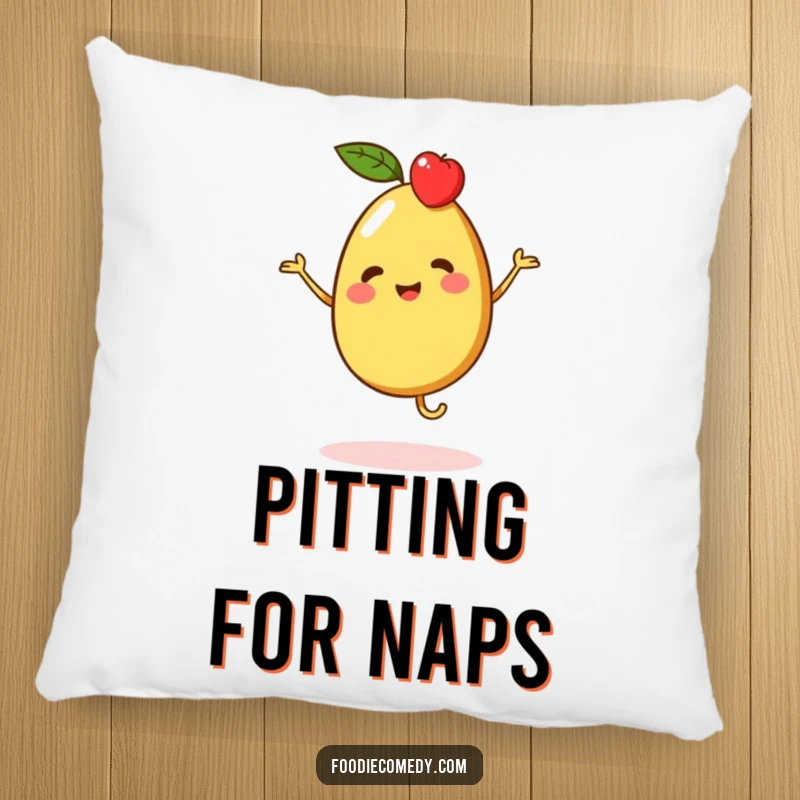 Funny pillow designed with a vibrant piece of fruit character doing a merry jig, offering comfort and cheerful vibes.