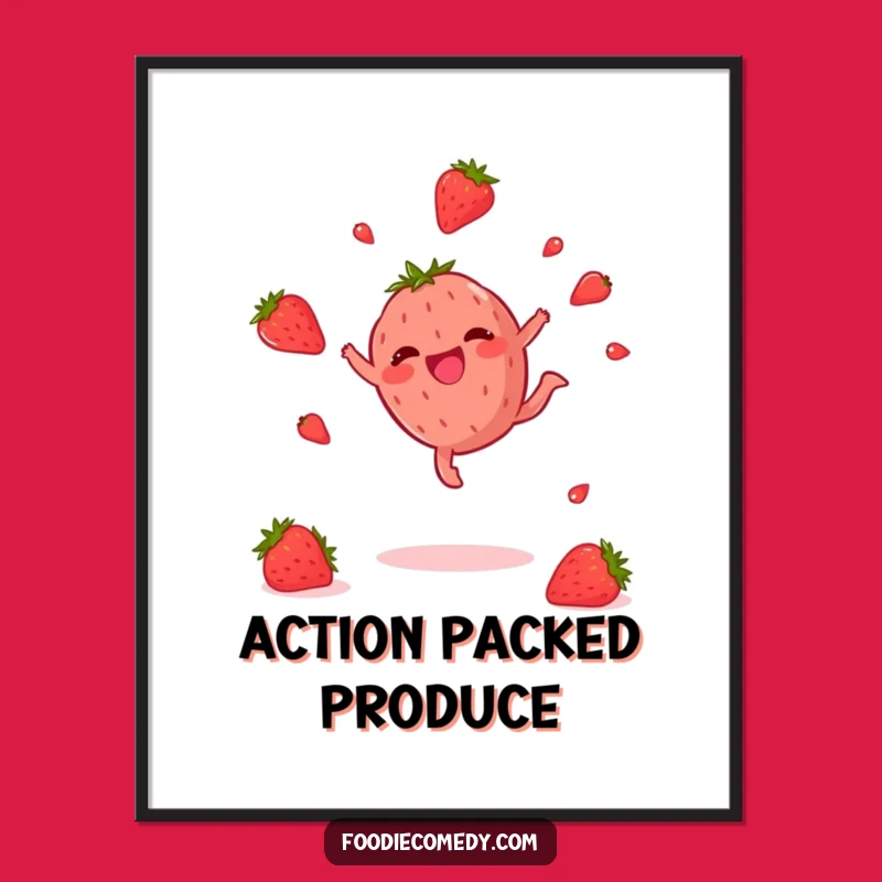 Funny Strawberry Cartwheel Digital Art: Instant Joy with This Hilarious Fruit Acrobatics Download