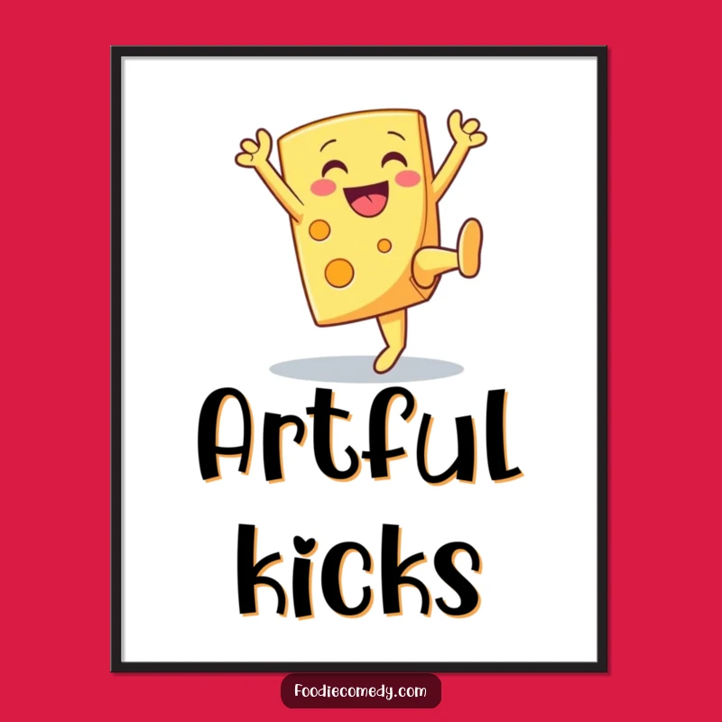 Funny Cheese High Kick Digital Art Print a Hilarious Download for Instant Cheer
