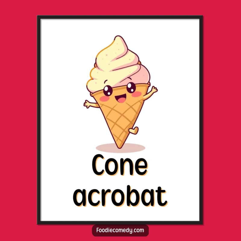 Funny Ice Cream Cartwheel Digital Print: Happy Round Art, Perfect Humorous Gift