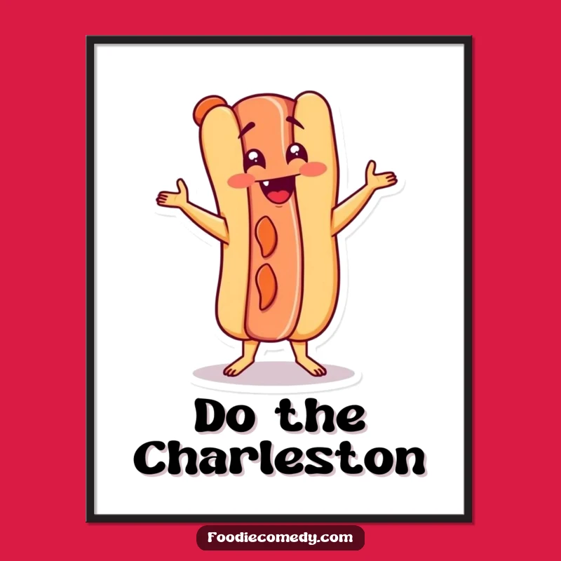 Instant Funny Hot Dog Charleston Art: Retro Dance Decor, Perfect Humorous Gift!