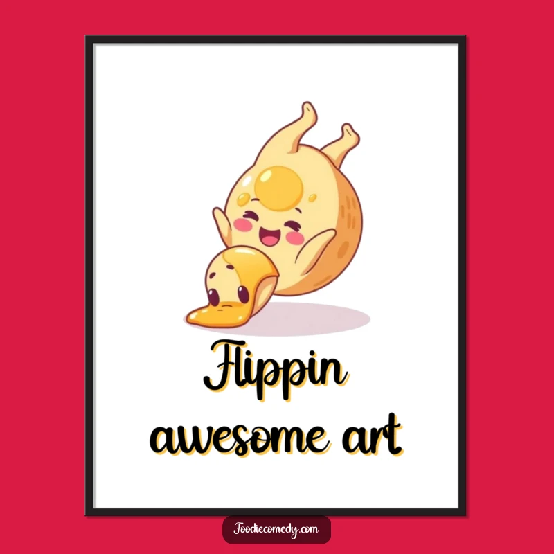 Funny Pancake Somersault Digital Print: Instant Joyful Breakfast Wall Art