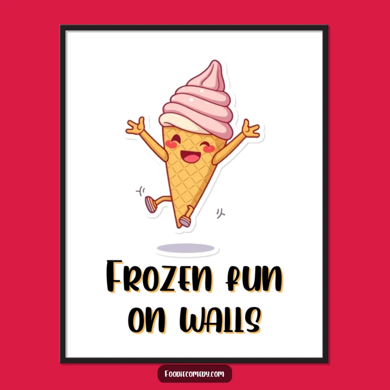 Funny Ice Cream Cartwheel Digital Print - Whimsical Dessert Art Download