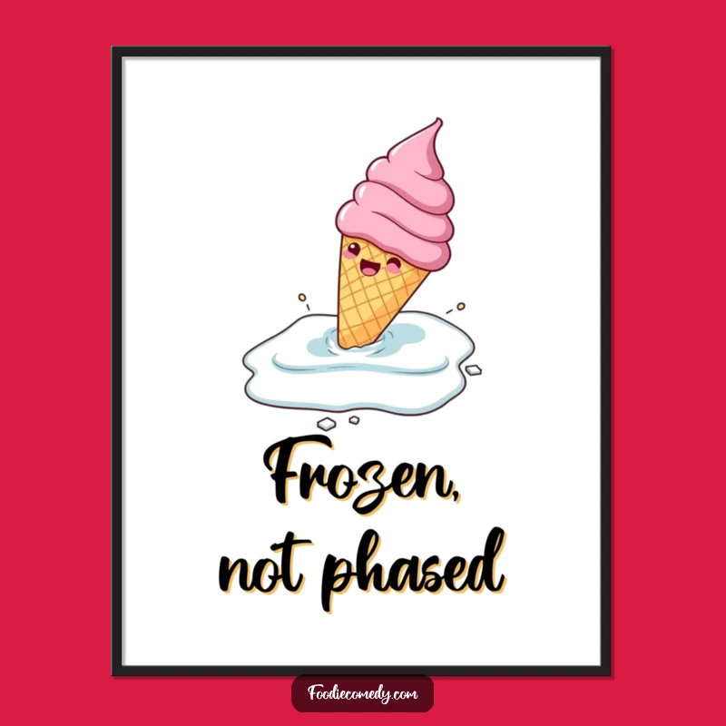 Funny Ice Cream Cone Sliding Digital Art: Gleeful Frozen Fun Gift!