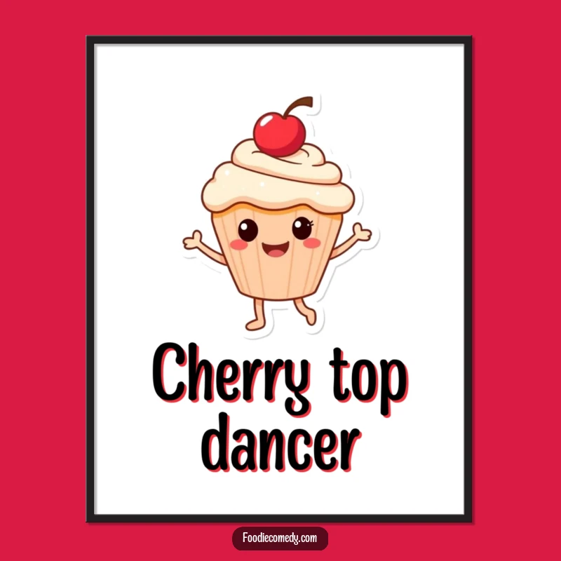 Funny Dancing Cupcake Digital Print: Cheerful Character Art Gift