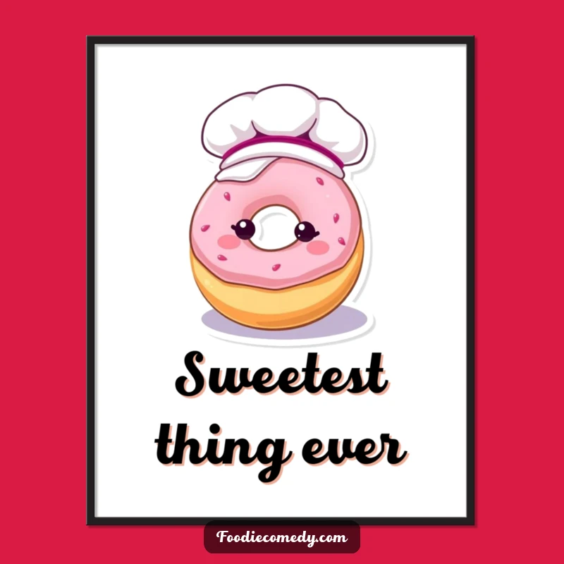 Funny Frosty Donut Digital Art - Kawaii Baker Donut Instant Download - Great Funny Gift