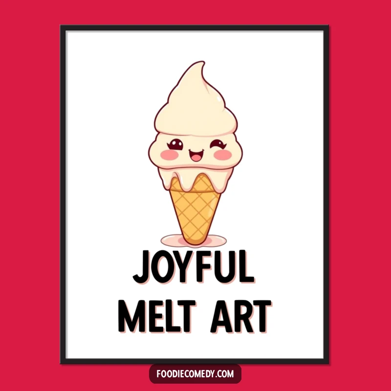 Funny Happy Ice Cream Cone Digital Print: Instant Sweet Wall Art
