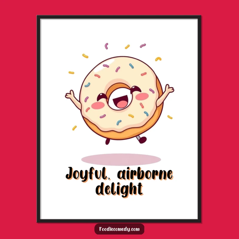 Funny Jumping Donut Digital Print - Instant Joyful Wall Art