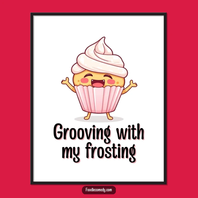Funny Laughing Cupcake Digital Art Print - Instant Joyful Decor