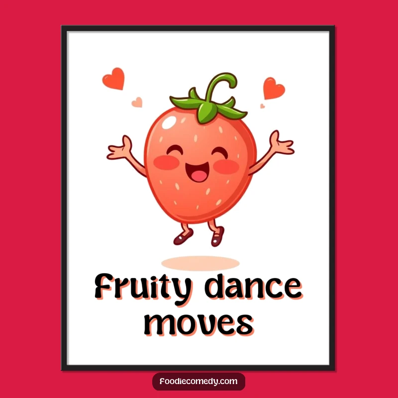 Funny Strawberry Folk Dance Digital Print - Cheerful Berry Art Download