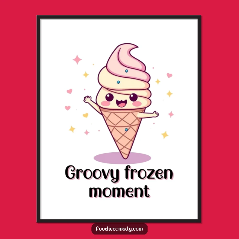 Funny Disco Ice Cream Cone Digital Art: Instant Swirly Fun for Walls!