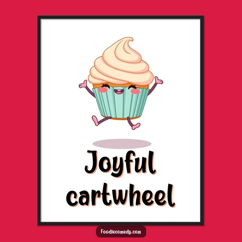 Instant Download Funny Cupcake Cartwheel Art: Joyful Dessert Print for Whimsical Decor