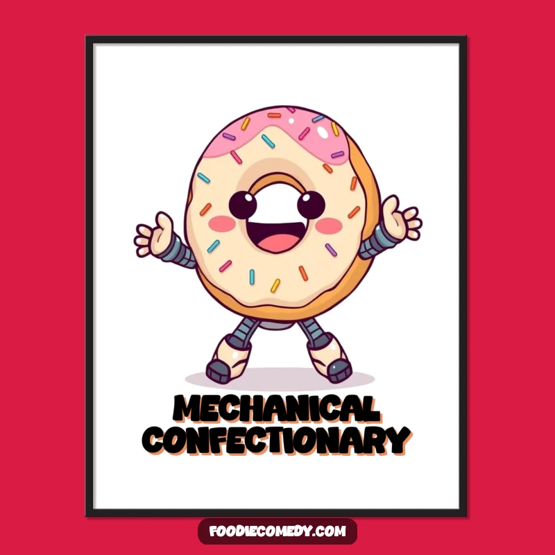 Funny Donut Robot Digital Art: Hilarious Dancing Donut for Instant Decor