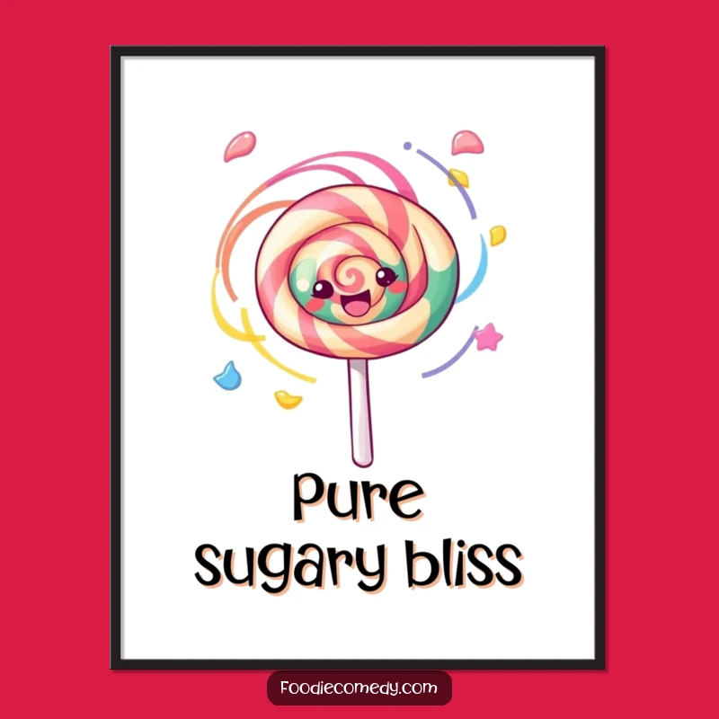 Funny Kawaii Lollipop Swirl Digital Art, Joyful Decor Gift